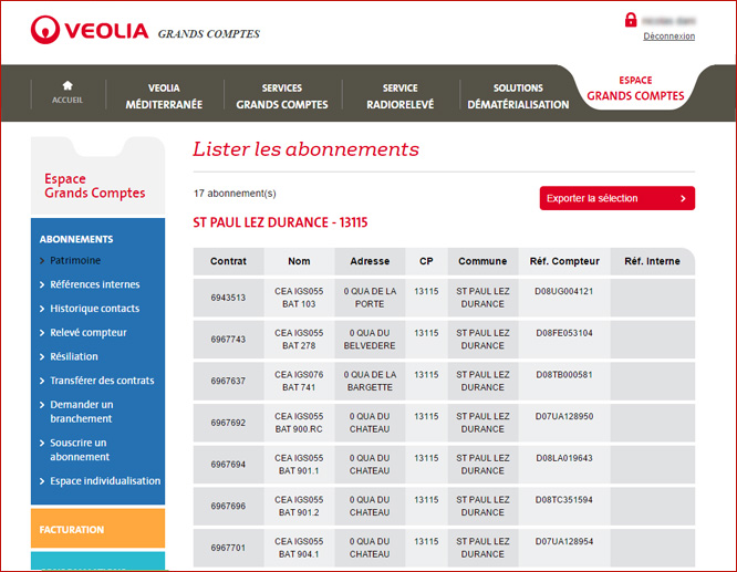 écran vos abonnements